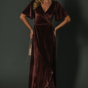 Baltic Born Katelyn Velvet Maxi Wrap Dress | Clove Size SS
